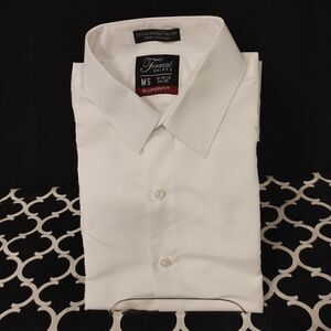 "SUPERFIT" SLIM FIT WHITE MICROFIBER TUXEDO SHIRT